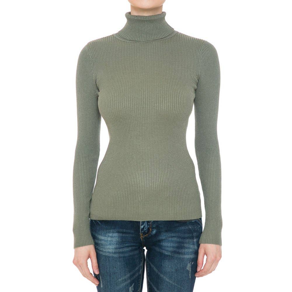 TURTLENECK LONG SLEEVE FINE-GAUGE SWEATER TOP