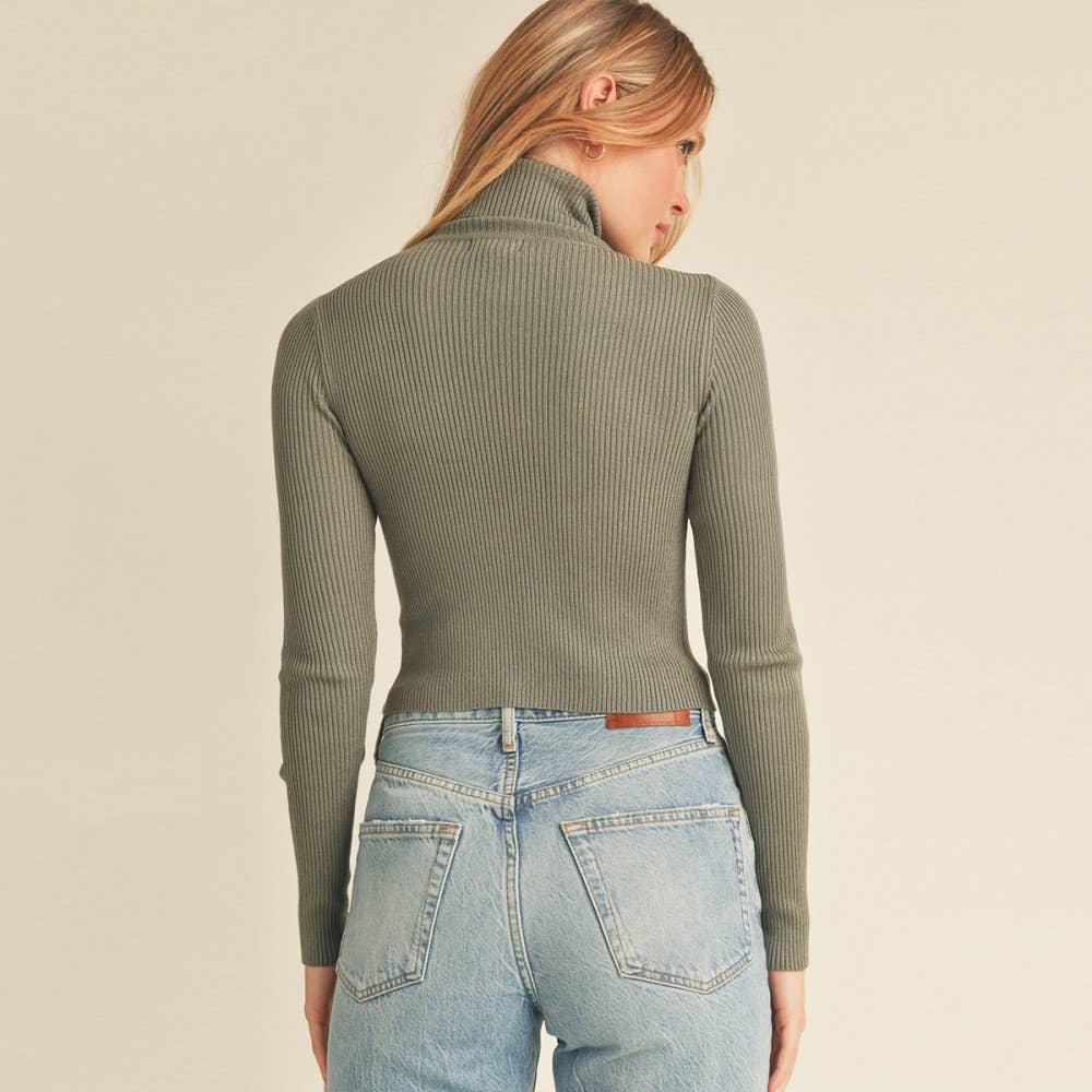 TURTLENECK LONG SLEEVE FINE-GAUGE SWEATER CROP TOP