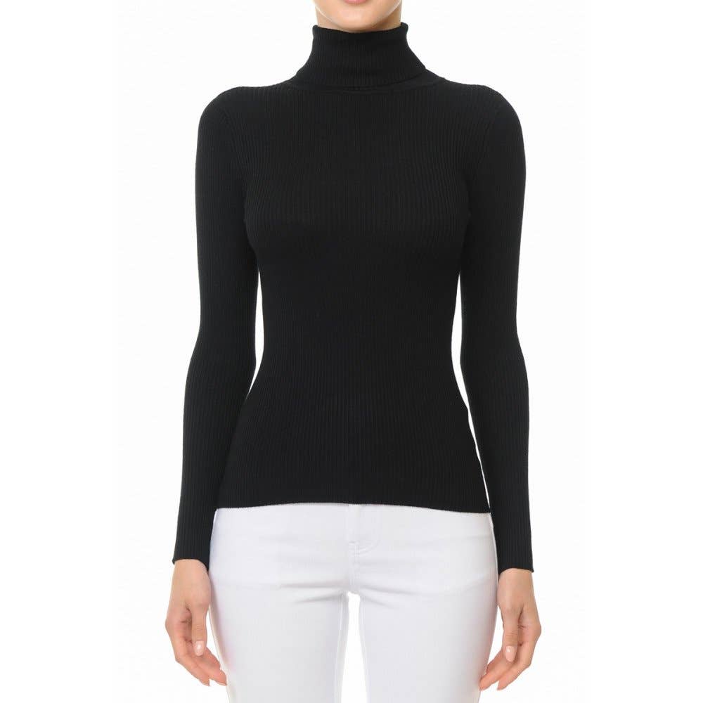 TURTLENECK LONG SLEEVE FINE-GAUGE SWEATER TOP